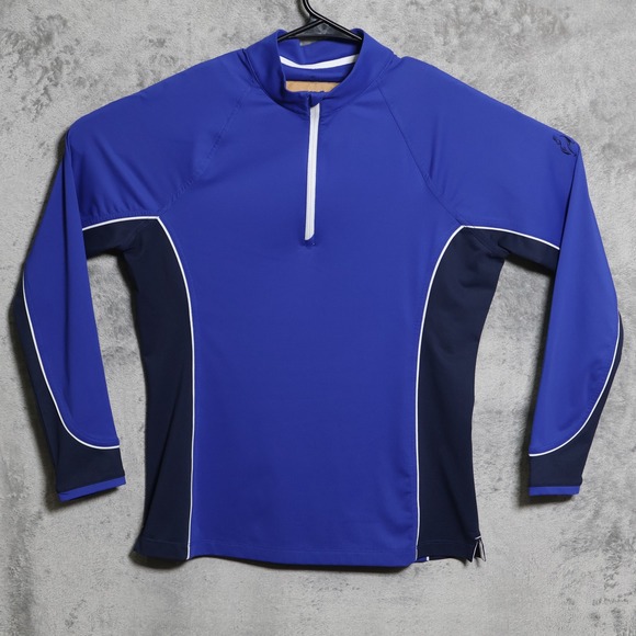 Peter Millar Tops - Peter Millar Pullover Womens Medium Blue 1/4 Zip Long Sleeve UPF 50 Active Golf